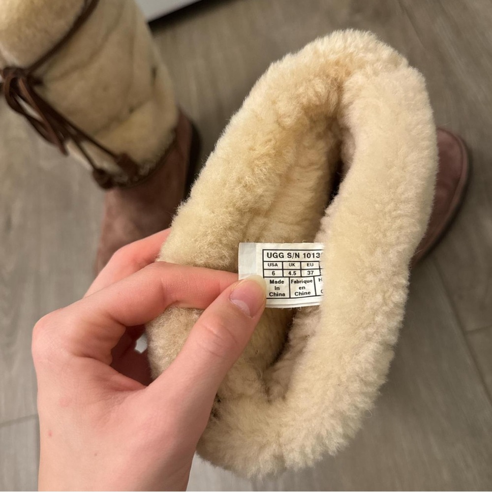 UGG Maxie Waterproof Suede and Shearling Boots - Brown and Cream - Picture 6 of 6